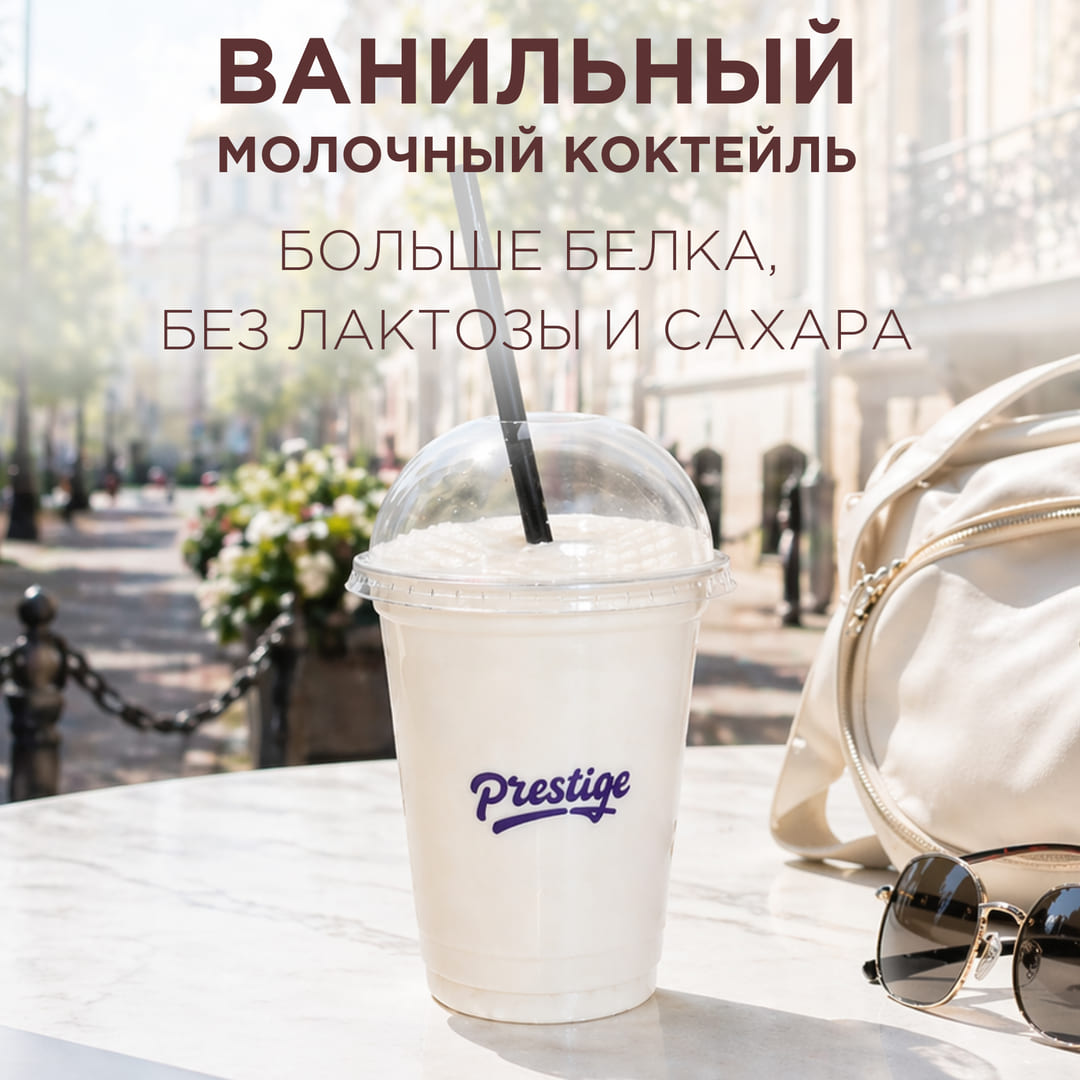 Ванильный молочный коктейль без сахара и лактозы с повышенным количеством белка